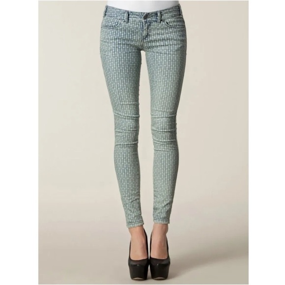 Free People Diamond Geometric Print Soft Stretch Skinny Jeans - Picture 1 of 11